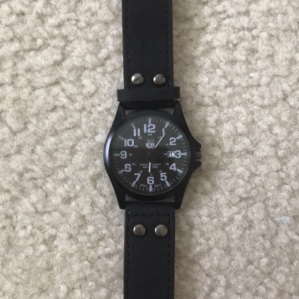 ⌚️NEW⌚️Mens Calendar Leather Strap Quartz Watch